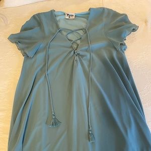 Womens Show Me Your Mumu Light Blue Mini Dress